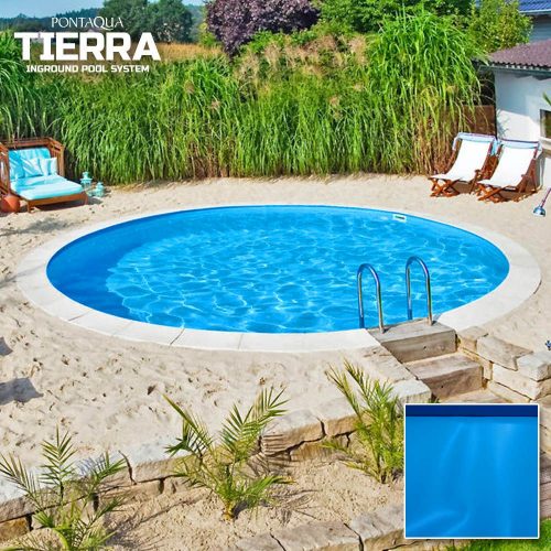 Tierra Blue Pool, 3x1,5 m-es, kerek, süllyesztett medence 0,8 mm-es kék fóliával