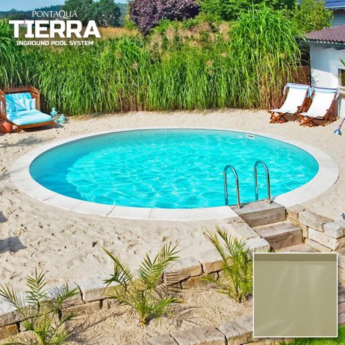 Tierra Sand Pool, 3x1,5 m-es kerek, süllyesztett víztükrű medence 0,8 mm-es homok színű fóliával